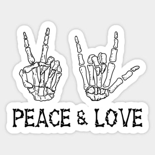 Peace and Love Skeleton Hands Sticker